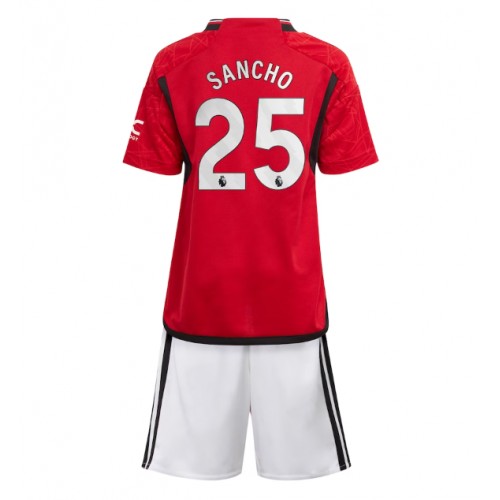 Maillot de foot Manchester United Jadon Sancho #25 Domicile enfant 2023-24 Manches Courte (+ pantalon court)